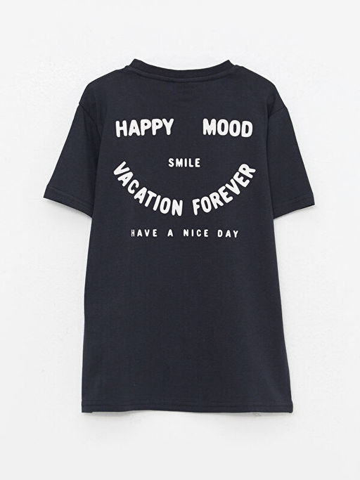 Bisiklet Yaka Bask?l? K?sa Kollu Pamuklu Erkek ?ocuk Ti??rt - Waikiki фото 2