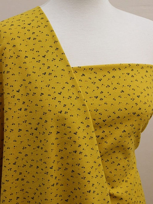 Теплый хлопок Ягодная мириада цв.горчично-желтый, ш.1.50м, хлопок-100%, 150гр/м.кв - Купава фото 4