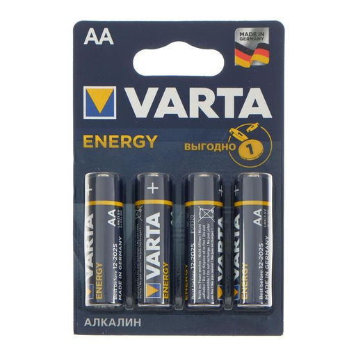 Батарейка алкалиновая Varta Energy, AA, LR6-4BL, 1.5 В, блистер, 4 шт.