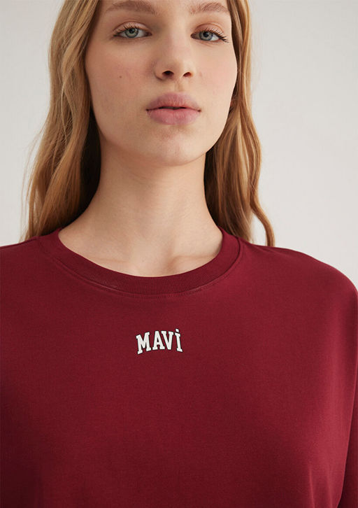 Mavi Logo Bask?l? K?rm?z? Crop Tisort  фото 6