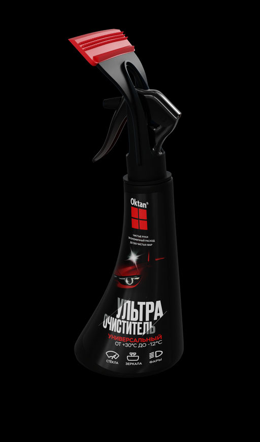 Ультраочиститель для стеклянных поверхностей Oktan с водосгоном "Универсальный" черный А2-01-04