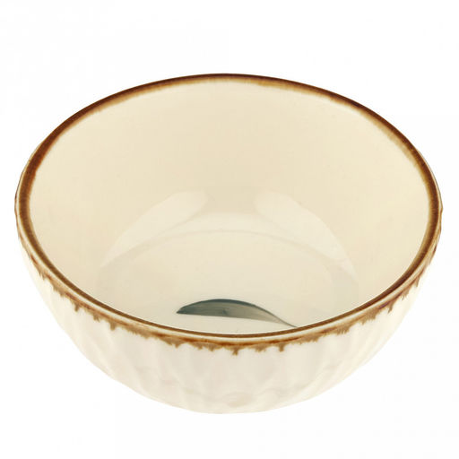 Вишенка Блюдце для варенья (розетка) фарфоровое д10,7см, h4,5см, 250мл, с деколью, отводка, рифленый борт, кремовый (Китай) - Домашняя мода фото 2