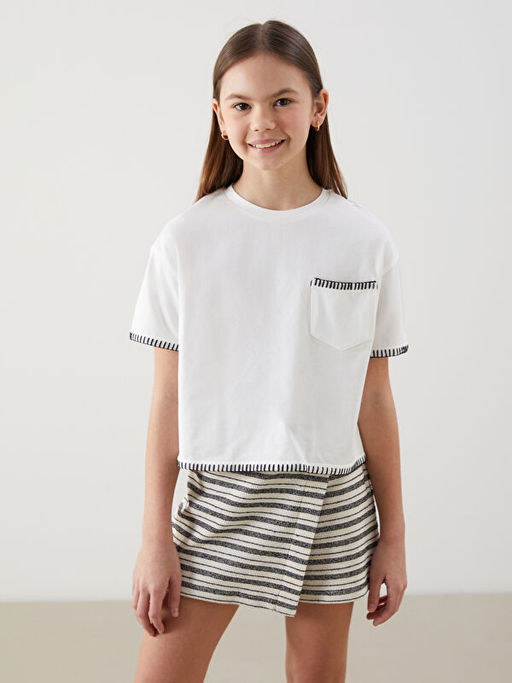 Bisiklet Yaka K?z ?ocuk Ti??rt ve ?ort Etek