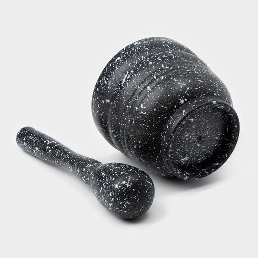 Ступка с пестиком Доляна «Чёрный камень», 250 мл, 9×10 см, чёрная