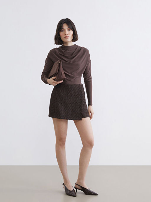 Dik Yaka B?zg?l? Bluz