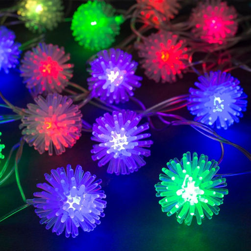 Гирлянда Нить 5 м с насадками Ёжики цветные, IP20, прозрачная нить, 20 LED, свечение мульти (RG/RB), мигание, 220 В - Luazon lighting фото 2