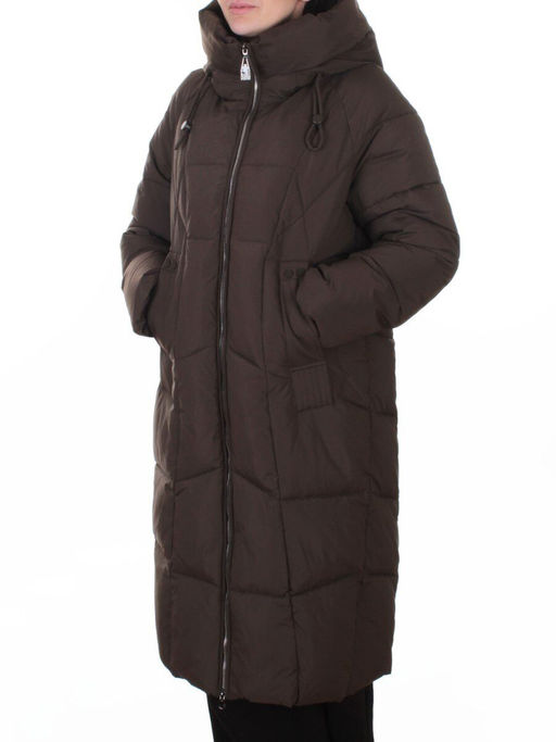8855 BROWN Пальто зимнее женское (200 гр. холлофайбер)