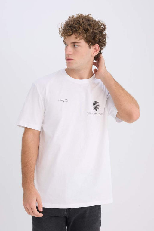 Футболка стандартного кроя с круглым вырезом и короткими рукавами с принтом - Defacto фото 3