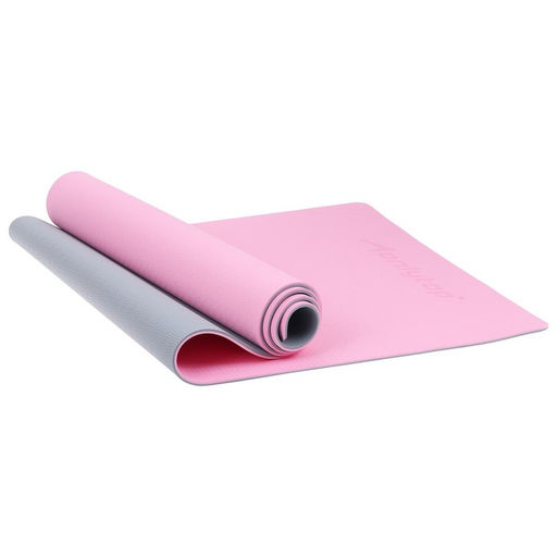 Коврик для фитнеса и йоги ONLYTOP, 183×61×0.6 см, цвет серый/розовый