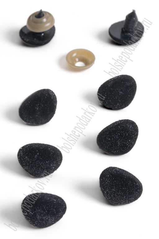 Фурнитура "Носики для игрушек бархатные" 17*13 мм, с заглушками (50 шт) SF-6101, черный №3