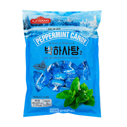 Леденцовая карамель со вкусом перечной мяты Peppermint Candy Ilkwang, Корея, 280 г Акция