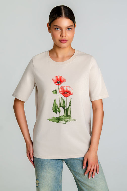 Арт. 31166 Футболка женская  44-52 (5 шт) Цвет:светло-бежевый