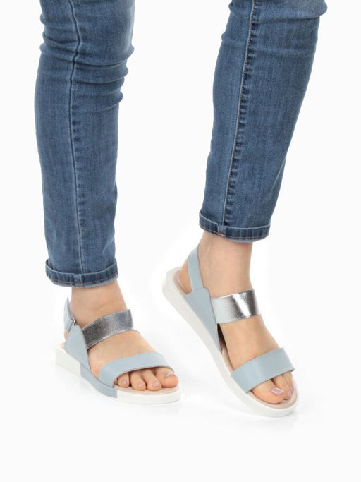 08-PED77-4 BLUE/GRAY Босоножки женские (натуральная кожа) - No name фото 3
