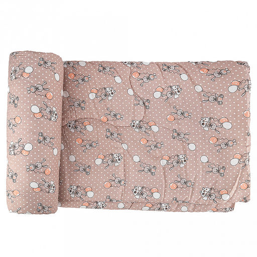 Одеяло детское Зайчишки беж 110х145см, теплое, наполнитель 300г/м2 - файбер высшего сорта, чехол бязь Комфорт 121г/м2 (хлопок 100%), стеганое, упаковка Компакт пакет ПВХ, еврослот, д25х55см/1кг, Домашняя мода (Россия)  фото 6