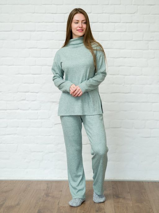 Пуловер трикотажный зеленый с манжетами - Odis фото 5