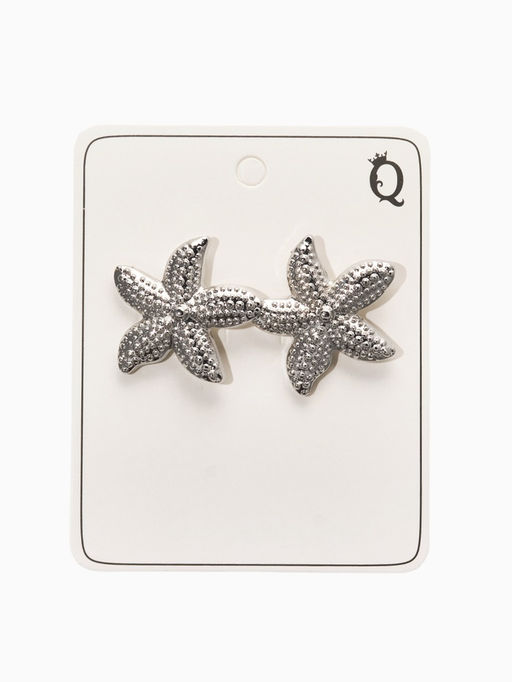 Цена за 3 шт. Серьги металл "Морская звезда", цвет серебро