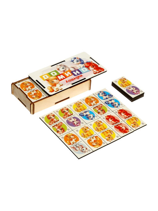 Домино деревянное «Лошадки», 6×3 см