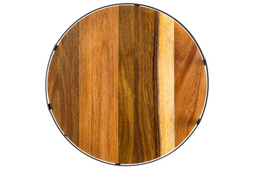 Поднос 28*28*6,5 с металлическими ручками, круглый, акация