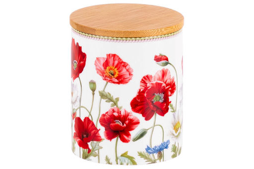 Банка д/хранения 650 мл 10*10*12,5 см Маки с деревянной крышкой с силикон.уплотн. NEW BONE CHINA - Elan gallery фото 13
