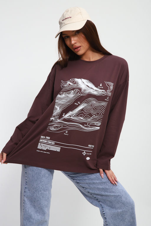 Лонгслив унисекс с принтом Карта ЛГ-01