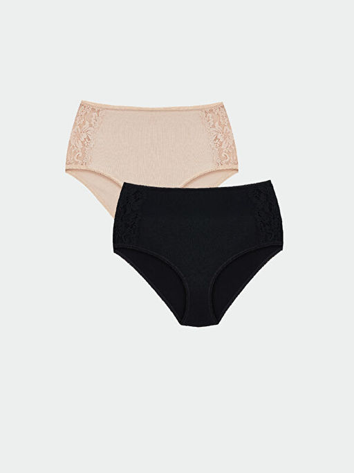 Y?ksek Bel Dantel Detayl? Klasik K?lot 2li Paket - Waikiki фото 4