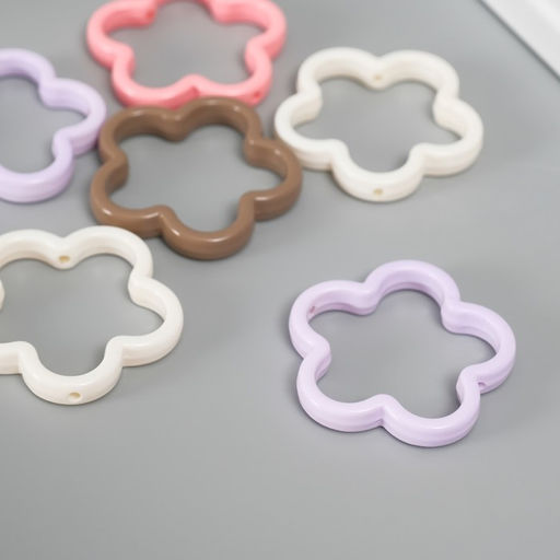 Цена за 6 шт. Бусина для творчества пластик Цветок, 4.2?4.2?0.6 см, МИКС