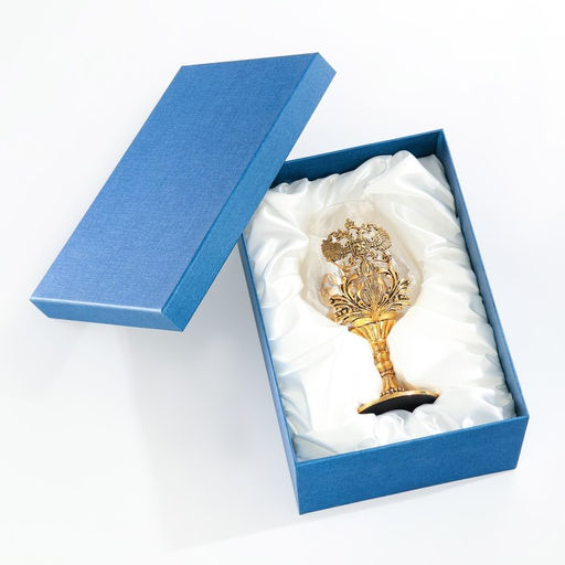 Бокал для коньяка Герб, 550 мл, подарочная коробка, стекло, золотистый