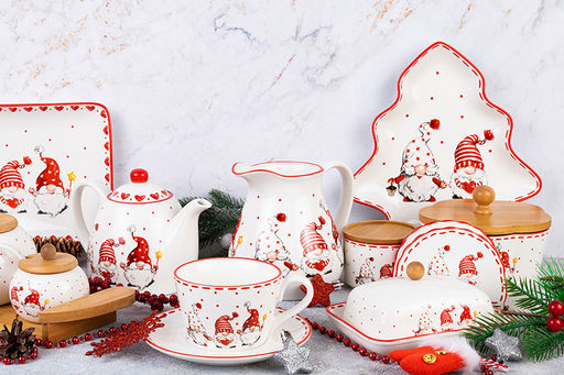 Кружка 400 мл 12,5*10*9,7 см "Весёлые гномики" бочонок + крышка-подст.