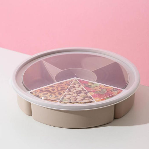 Менажница с крышкой IDEA, 5 секций, пластик, бежевый