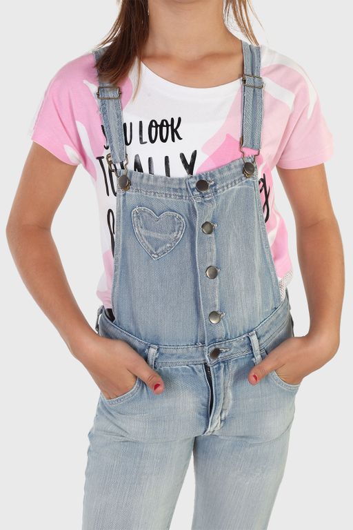 Детский комбинезон из денима регулируемые лямки, карманы-сердечки №719