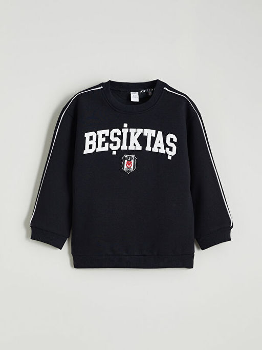Be?ikta? Bask?l? Erkek ?ocuk Kal?n Sweatshirt