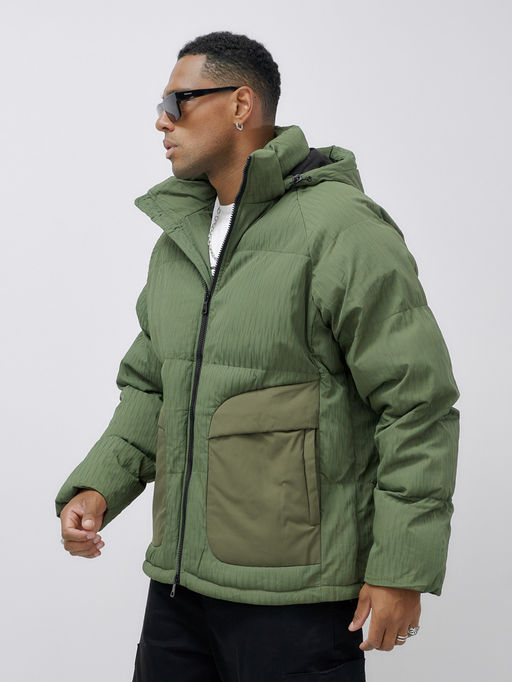 Куртка молодежная мужская зимняя с капюшоном цвета хаки 25307Kh - Mtforce фото 5