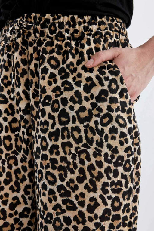 Широкие брюки с карманами и высокой талией, длинные широкие брюки из вуали - Defacto фото 5