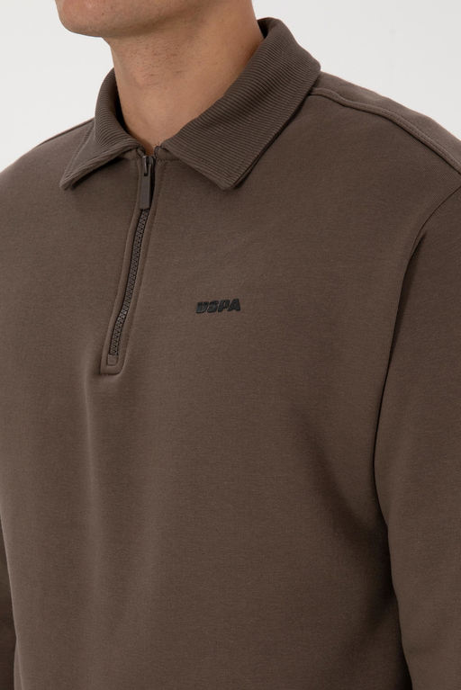 Erkek Regular Fit Yar_m Fermuarl_ Vizon Basic Sweatshirt - U.s. polo assn фото 7