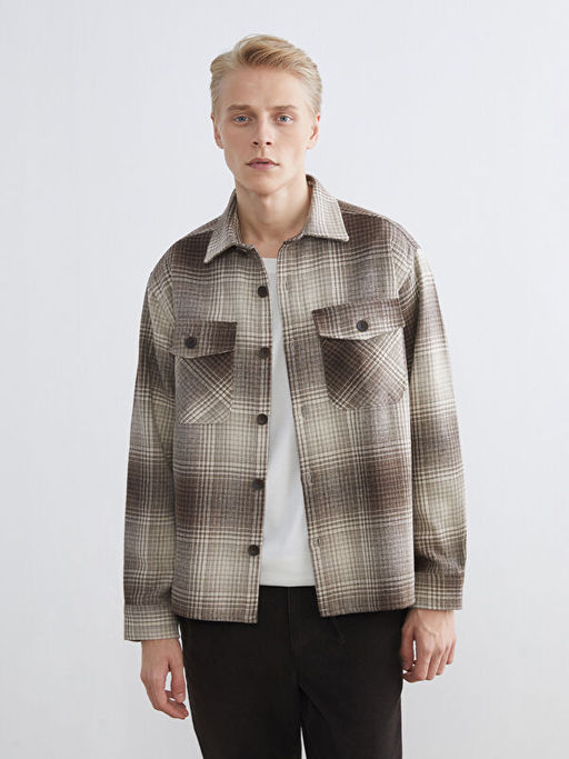 Regular Fit Ekose Erkek Oduncu G?mlek Ceket