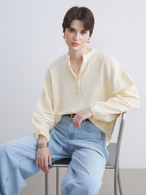 Ka??k Yaka Oversize Bluz