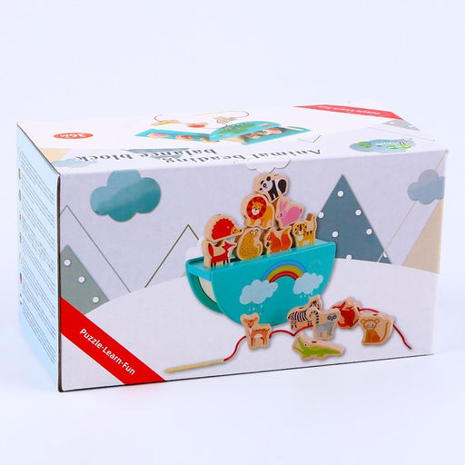 Детская деревянная игрушка 2 в1 балансир + шнуровка Зверята 18 9,5 10 см - Simaland фото 6