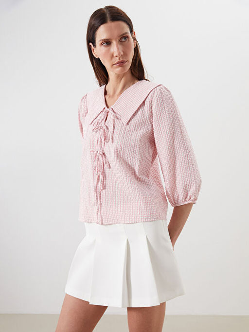 Bebe Yaka Ekose Bluz