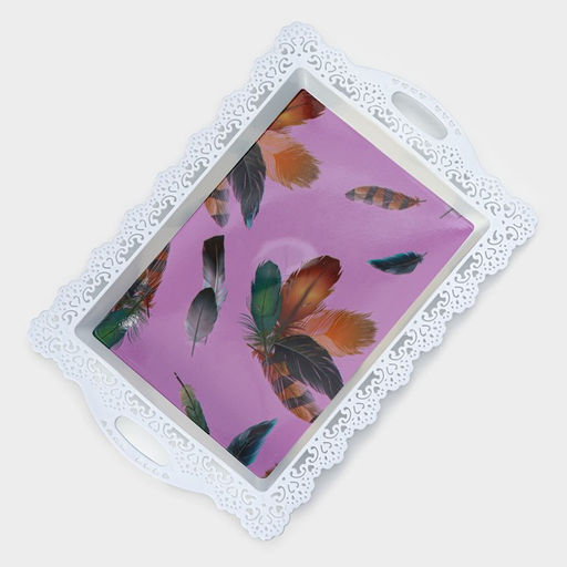 Цена за 2 шт. Поднос пластиковый прямоугольный «Ажурная кайма», 35×24×2 см, цвет МИКС