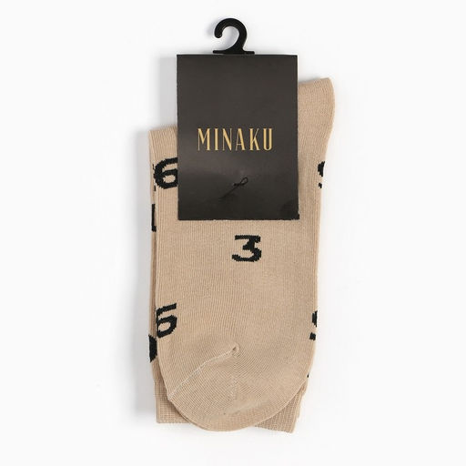 Цена за 2 шт. Носки женские MINAKU "Цифры" цвет бежевый, р-р 36-37 (23 см)