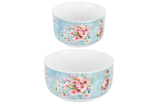 Набор 2 салатников 560 мл 13*13*6,5 см + 260 мл 10,5*10,5*6 см Яблоневый цвет на голубом без зол.к - Elan gallery фото 9