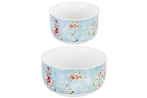 Набор 2 салатников 560 мл 13*13*6,5 см + 260 мл 10,5*10,5*6 см Яблоневый цвет на голубом без зол.к - Elan gallery фото 10