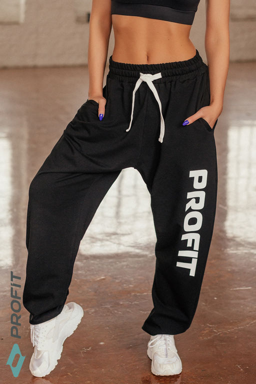 Штаны/брюки Майами для танцев черные c белым принтом