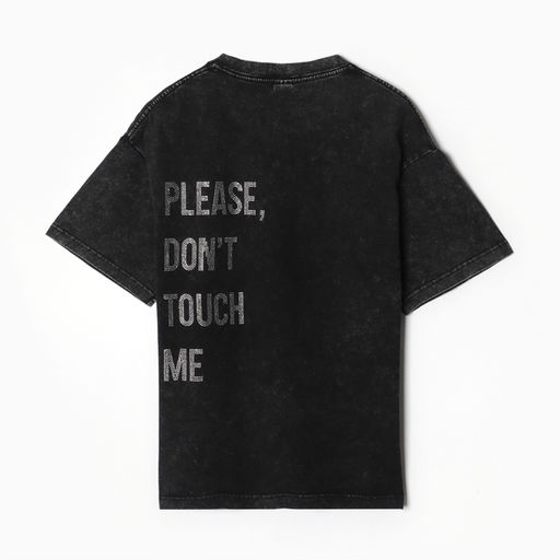 Футболка из вареного хлопка женская Mist Don&apos;t touch me, размер M, чёрная