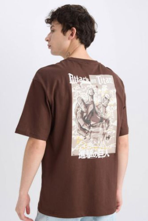 Attack on Titan Boxy Fit Bisiklet Yaka S?rt Bask?l? K?sa Kollu Tisort