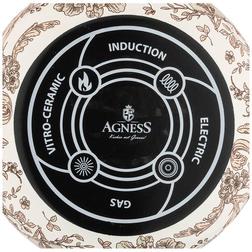 КАСТРЮЛЯ ЭМАЛИРОВАННАЯ AGNESS С КРЫШКОЙ, СЕРИЯ ROYAL GARDEN 3,8Л, ДИА.20СМ ПОДХОДИТ ДЛЯ ИНДУКЦИОН.ПЛ