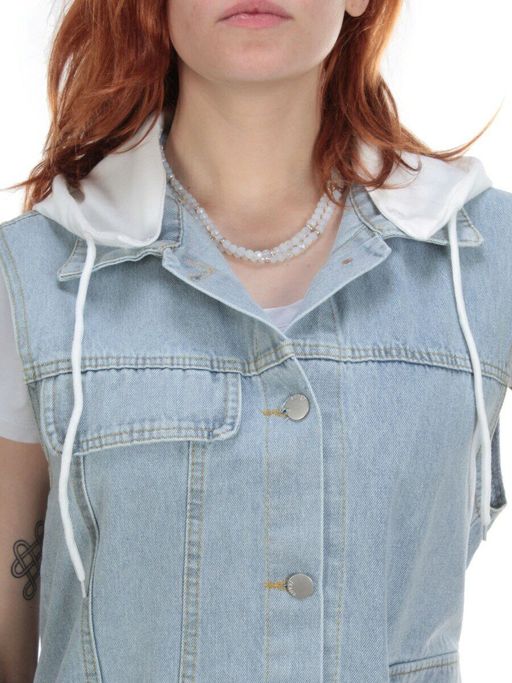 803 BLUE/BLACK Джинсовый жилет женский (100% хлопок) - Фабричный китай фото 33