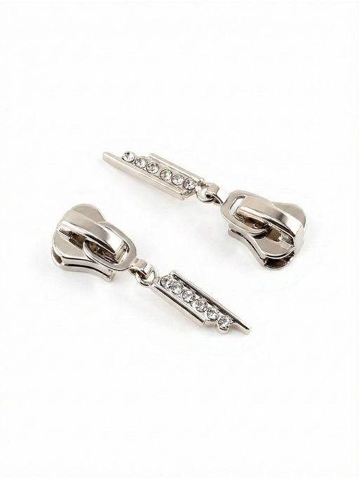 Бегунок для молнии «Трактор», №8, «Стразы», 10 шт., цвет никель