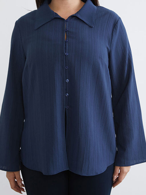 B?y?k Beden Dokulu Poplin Kad?n G?mlek