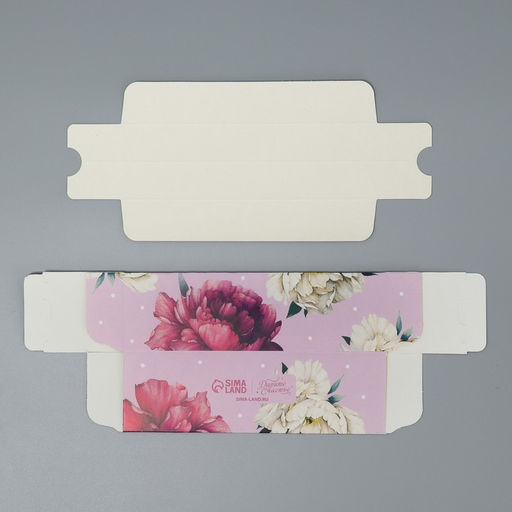 Цена за 5 шт. Коробка для макарун, кондитерская упаковка «Тебе с любовью», пионы, 5.5×18×5.5 см